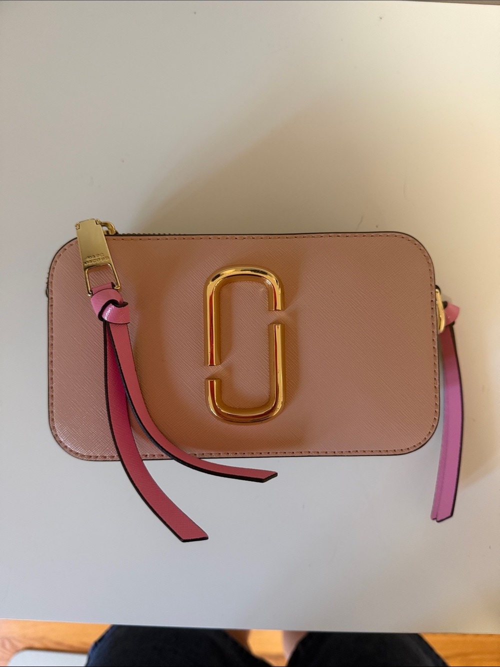 Marc Jacobs Blush Pink Double-J Crossbody Bag with Gold Hardware